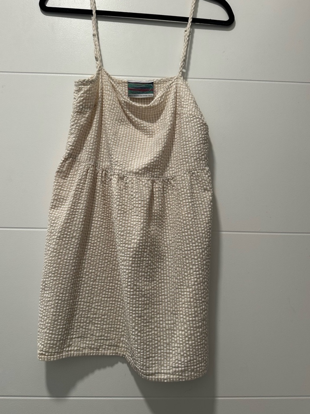 Urban Renewal Cream Gingham Sleeveless Dress